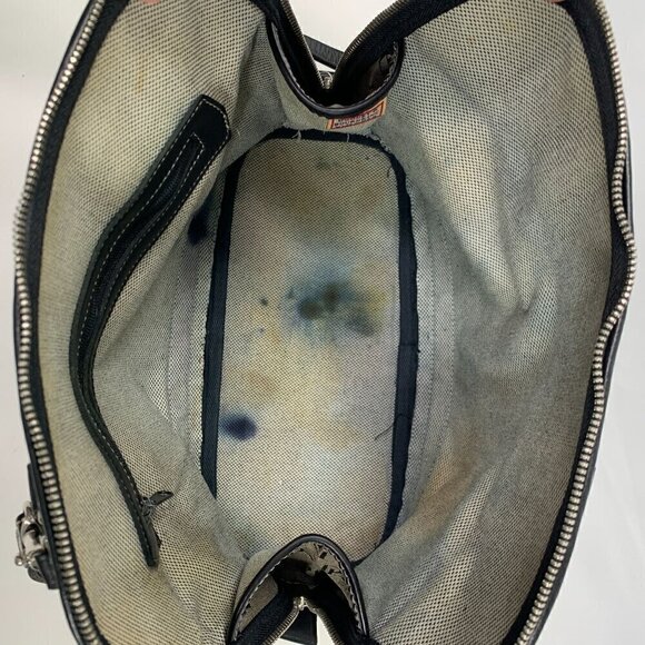 Dooney & Bourke Anniversary Dome Satchel Grey Canvas Black Trim A1114819 Y2K - Picture 11 of 12